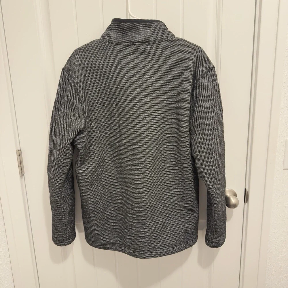 Orvis Mens Fleece Lined 1/4 Zip Pullover Jacket Black/White Size Medium